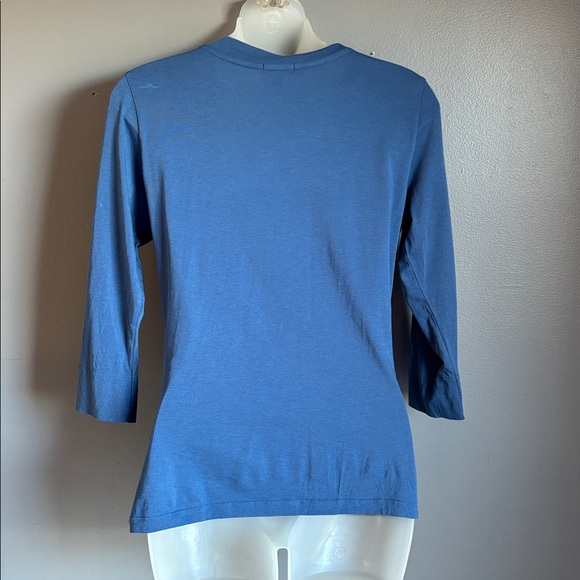 Lilla P faux wrap 3/4 sleeve top shirt *sz Med * 100% Pima Cotton - Picture 2 of 7